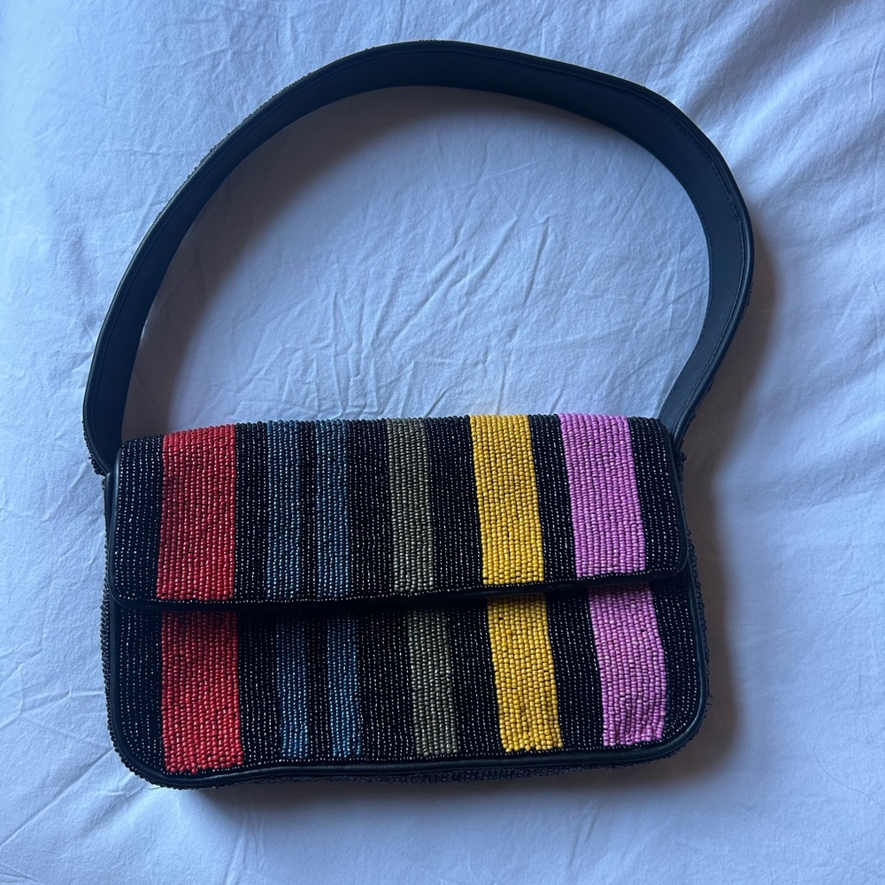 STAUD Tommy Multicolor Beaded Shoulder Bag